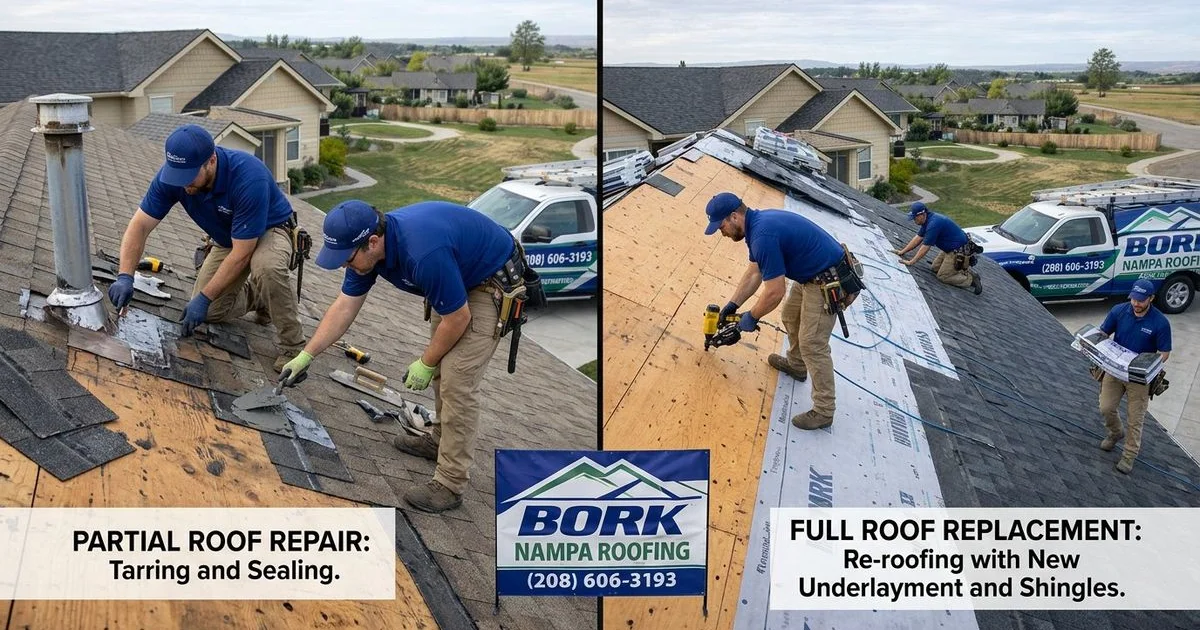 Roof repair versus full roof replacement comparison